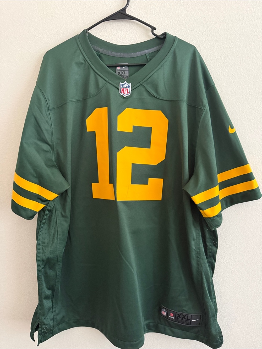 Nike Green and Gold No.12 Football Jersey - XXL